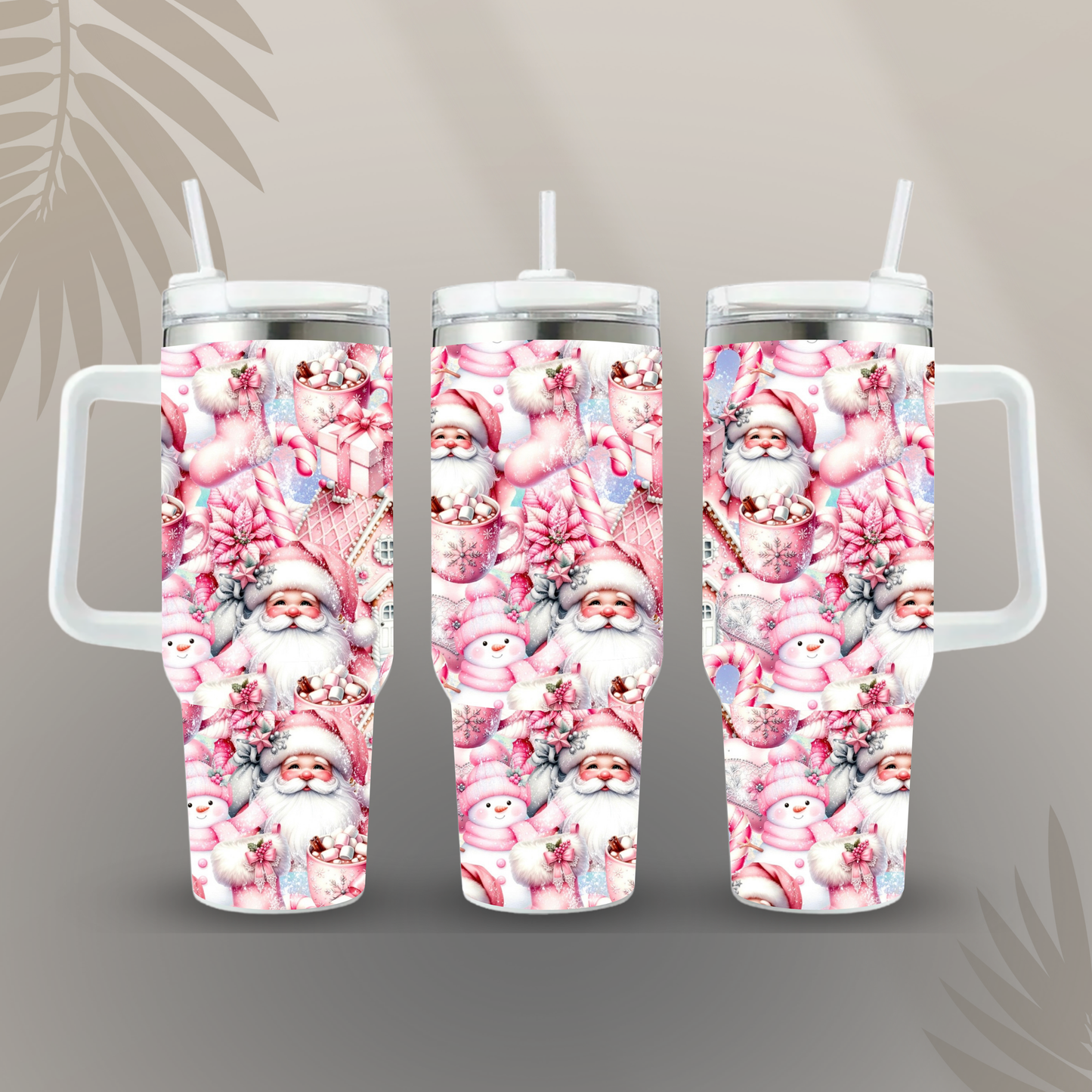 40oz Pink Christmas Tumbler