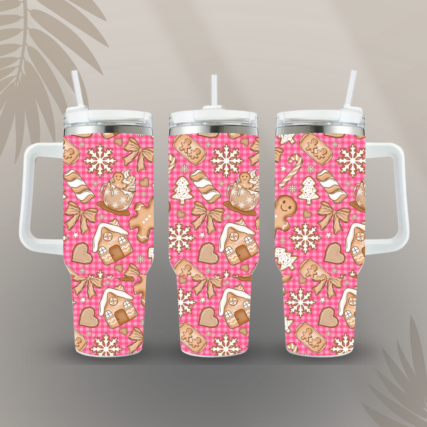 40oz Pink Checkered Tumbler