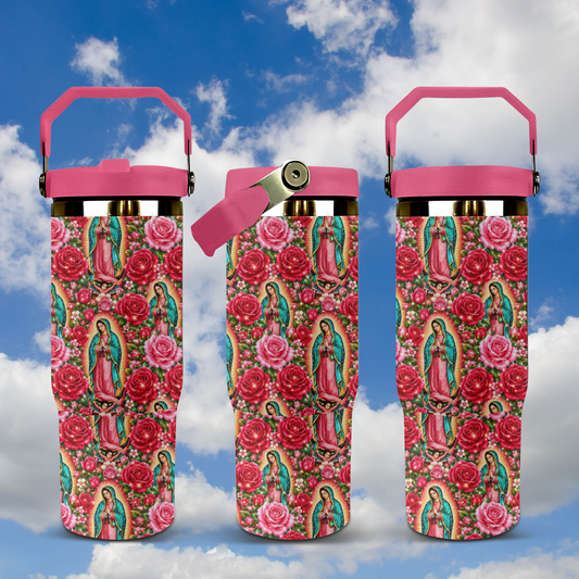 La Guadalupana 30oz Flip Straw Tumbler